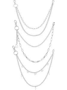 3Pieces Pants Chain for Women Girls Men Jeans Pocket Chains Waist Chain Multi-Layer Hip Hop Acrylic Metal Wallet Chain Adjustable Waist Chain