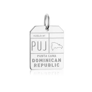 Punta Cana Dominican Republic PUJ Luggage Tag Charm Silver