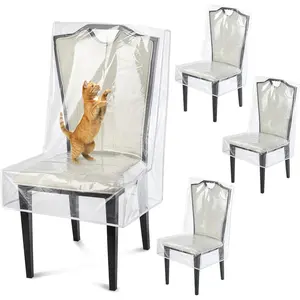 Dining Chair Covers, Waterproof Chair Protectors,Clear Seat Chair Protector,Keep Your Chair Away from Dust Stain and Pet Claws W/21 x D/18(Fits 16-23",4 Pack)