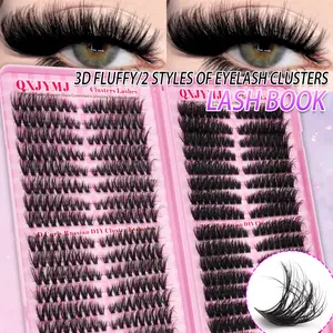 544pcs Large Capacity Eyelash Book, Makeup Enhancer Lashes Set, 8-16mm Mixed Lengths, DIY at Home, Portable, Reusable Segmented Lashes, Wispy Lash Clusters