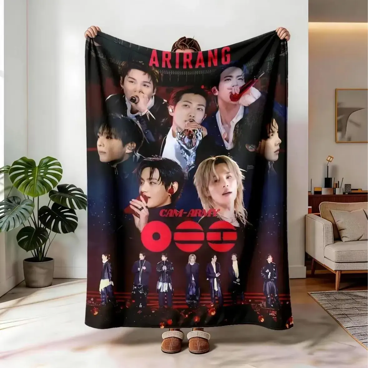 Arirang Cam-Army Flannel Blanket, Large Size, Soft and Lightweight, Suitable for All Seasons, Perfect for Bed, Sofa, Office, Camping, Travel