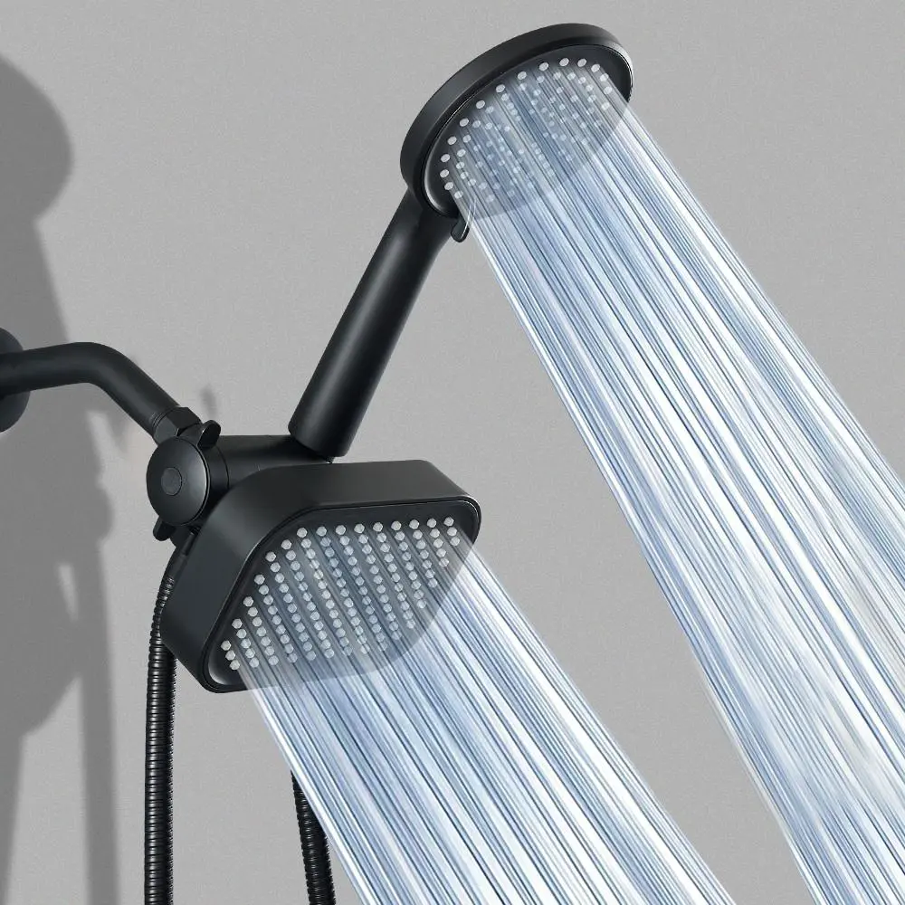 2-in-1 Handheld & Rainfall Shower Head Set, High Flow Shower Head Set with Long Hose & T-Valve, Durable ABS Shower Equipment for Bathroom, Shower Head Ensemble, Handheld Showerhead Set, Rainfall Shower Head With Handheld Combo