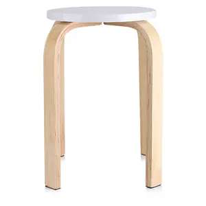 1Pc Anti Slip Bent Wood Stacking Stool Candy Color Home Furniture Kids Room Decor White