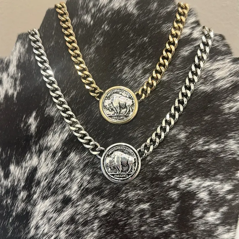 Western Buffalo Coin Chain Necklace
