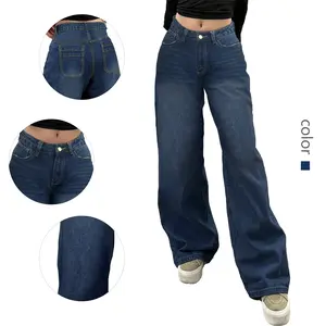 Stylish Low - Waisted Black Wide - leg Denim Jeans for Women - Sleek Modern Look