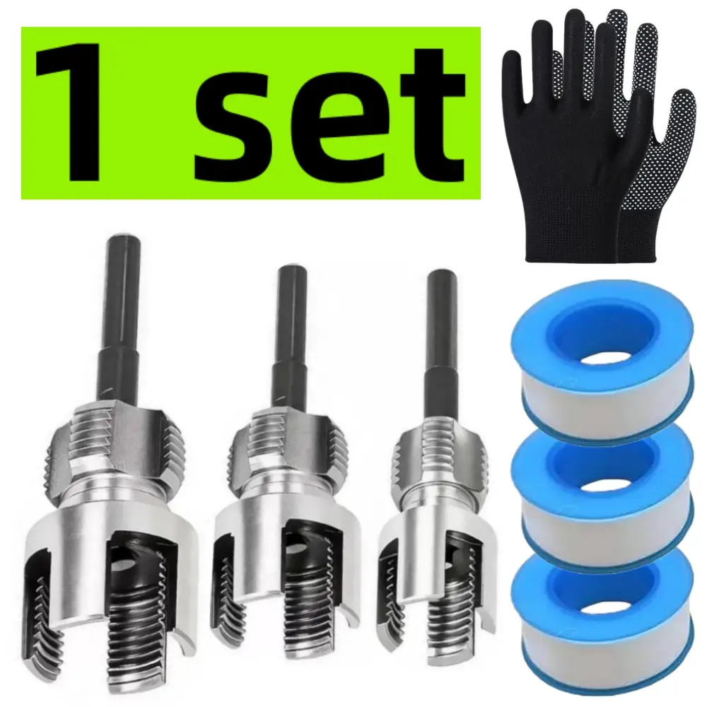 Alloy Steel Carbon Pipe Threader Kit - Compact Portable Drill-Powered Dual-Function Tool, Internal & External Threads, PVC Compatible for Plumbing Projects, DIY Projects, Home Repair