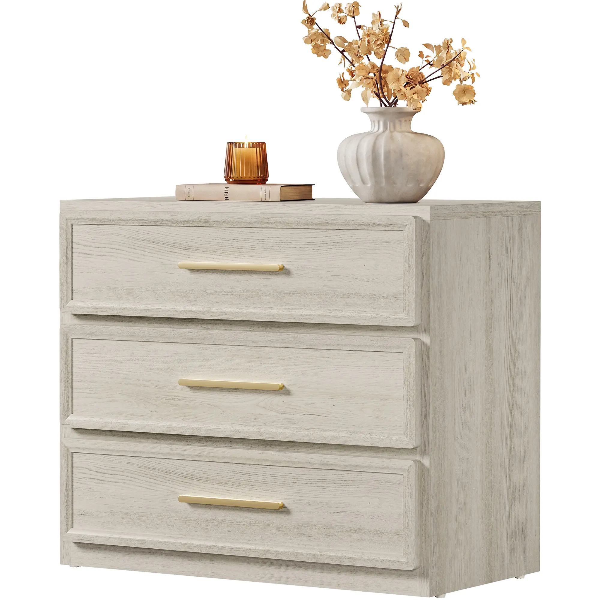 Oversized Night Stand Extra Large Nightstand Tall Bedside Side Table with 3 Drawers with Storage Modern End Table with Golden Handles Oversized Night Stand Extra Large Nightstand Tall Bedside Side Table with 3 Drawers with Storage Modern End Table with Golden Handles