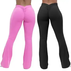 High Waist Yoga Pants with Wide Waistband for Women Bootcut Yoga Pants with Tummy Control and Casual Workout Leggings Athletic Wear Stretchy Ruched Sports Flare Skinny Sportswear（gift）