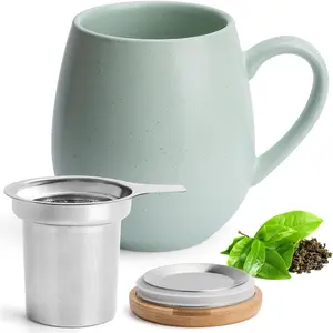 Large Tea Cup with Infuser and Lid 19 oz Loose Leaf Tea Infuser Mug with Handle in Light Mint