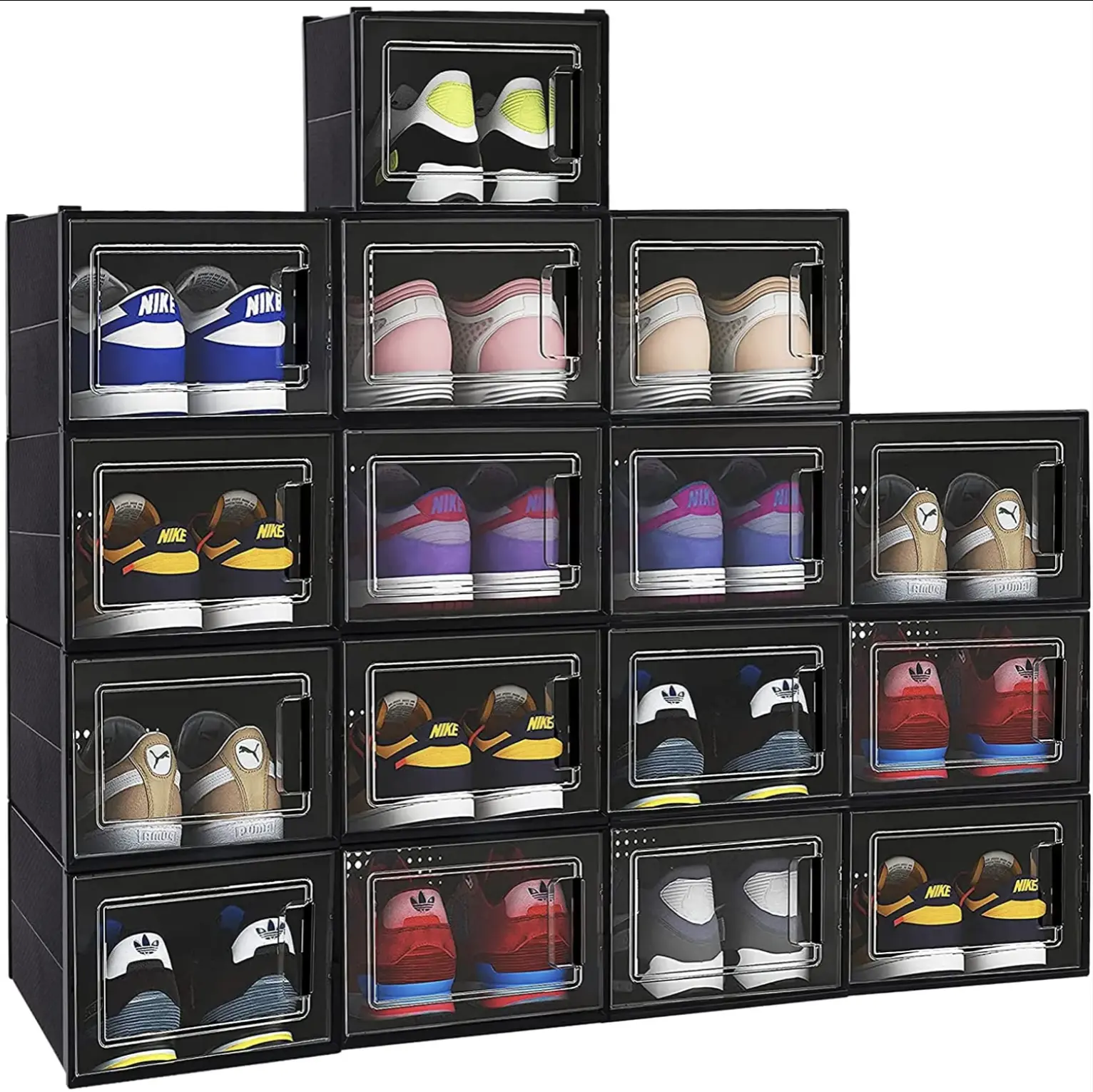 Stackable Shoe Box Organizer - Compatible with Various Shoe Brands, Ideal for Storage and Organization
