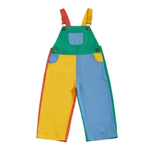 90s Style Toddler Boy Girl Bib Overalls Pants Babby Adjustble Straps Color Block Sleeveless Suspender Romper Jumpsuit Fall Outfit