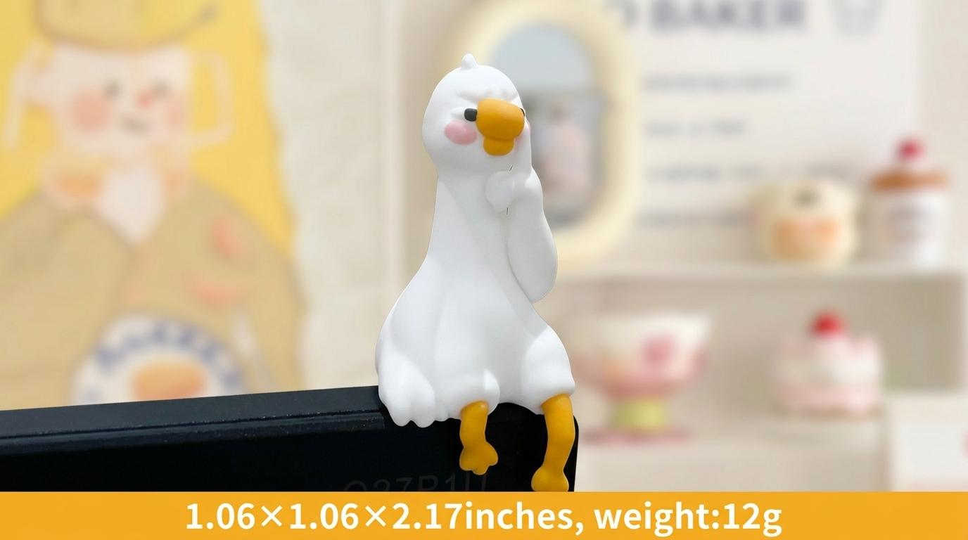 So Tired Lazy Duck 4PCS Desk Decor Set Cute Aesthetic Mini Duck Figures Stress Relief Desktop Accessories for Office, Calming Workspace Decor Gift