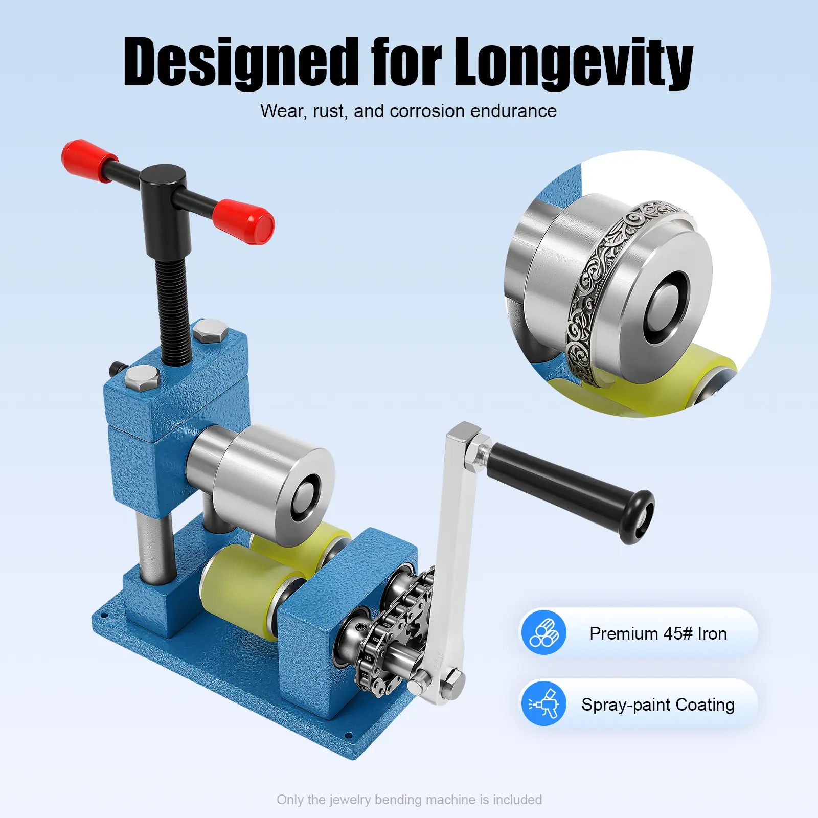 Hand Crank Ring Bracelet Bending Machine Premium 45# Iron Spray-paint Coating for Longevity Wear Rust & Corrosion Endurance Jewelry Tool