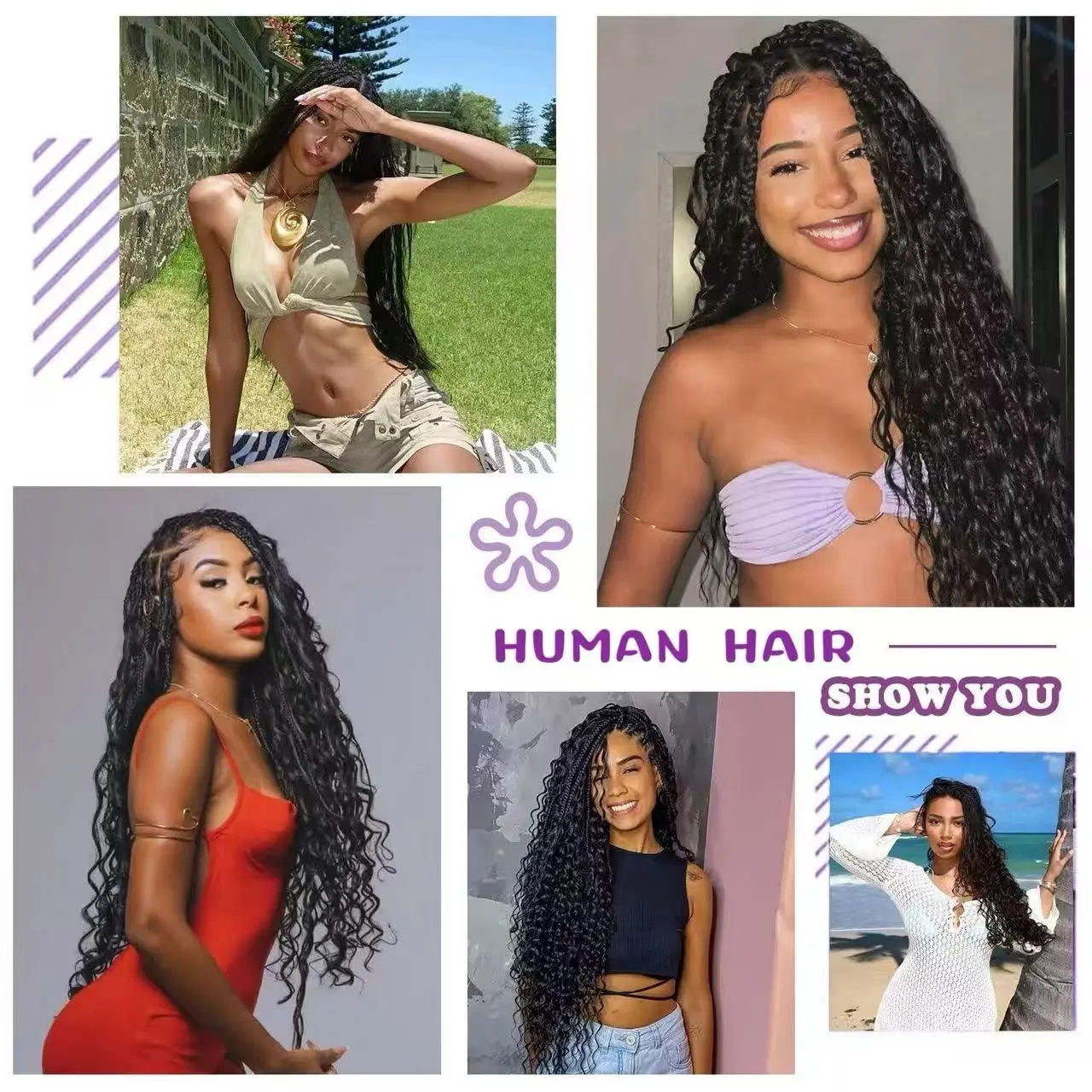 14 Inch Human Hair Extensions, Body Wave, Knotless Crochet, 120g Human Crochet Hair Knotless Pre-separated Human Hair Ocean  main image 2