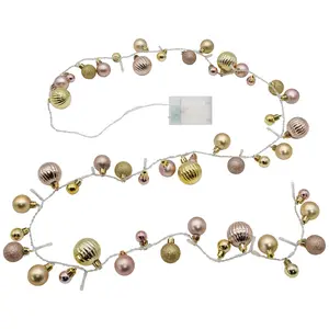 LumaBase String Lights with Gold Christmas Ornaments