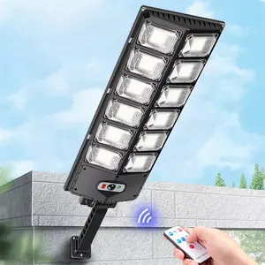 1 PCS 6500K 100000LM Bright Solar Street Light - Wide Angle Motion Sensor, Remote Control, Dusk to Dawn, Energy-Efficient, Waterproof, and Adjustable - Perfect for Commercial Area, Parking Lot, Yard, and Outdoor Lighting