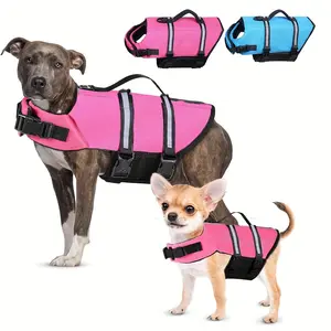 Adjustable Dog Life Jacket with Enhanced Visibility and Buoyancy - Ripstop Pet Safety Vest for Swimming and Boating, Non-Woven Fabric Construction, Secure Hook and Loop Tape Closure, Fits Small to Large Breeds