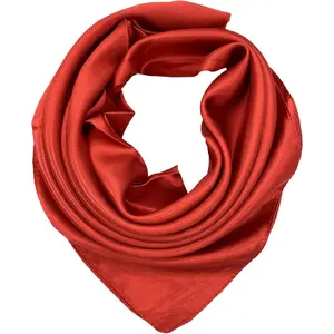 Silk Feeling Scarf Women's Fashion  & Solid Color Large Square Satin Headscarf