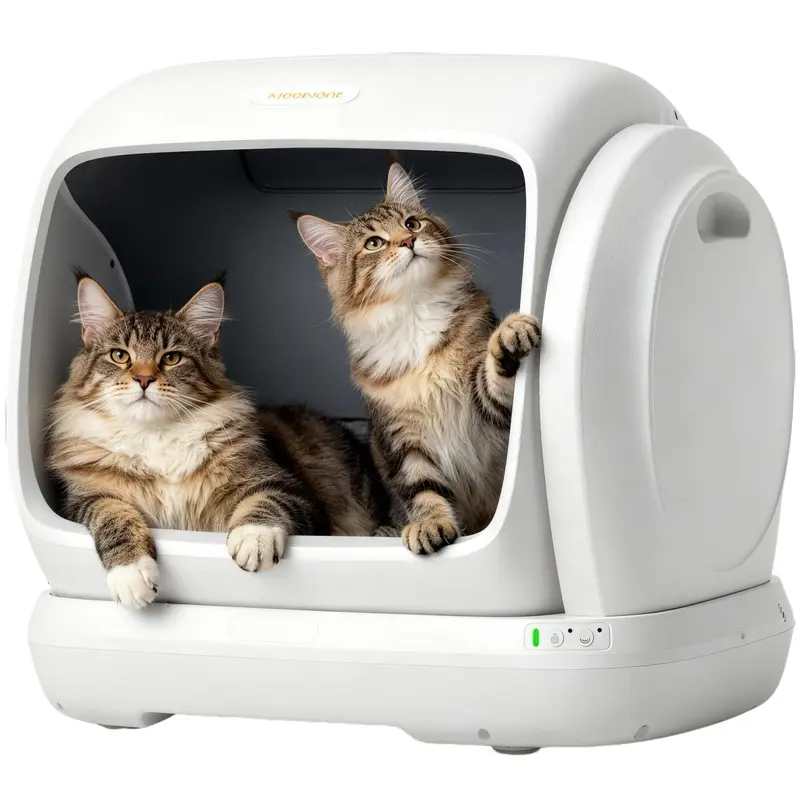 Meowant Large Self-Cleaning Cat Litter Box (Single Unit Pack) - 106L Extra-Large Space, APP Control, Odor Removal, Anti-Pinch Design, Easy Installation, Low Entry Height, Silicone Pads, Adapter, for Traveling & Multiple Cats