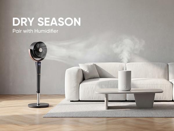 Bedroom Pedestal Fan, Quiet 20dB DC Air Circulator, 15 Speeds 5 Modes, 120° Oscillation, 12H Timer, 1050CFM Airflow, 37-45" Adjustable Height, LED Light, Standing Fan with Remote