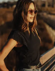 Marnie Eyelet Top in Black