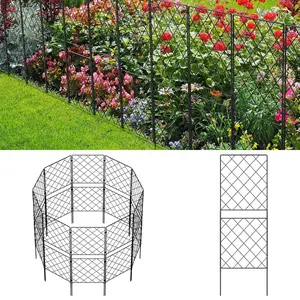 10PCS Decorative Garden Fence, Total 130 Inches (10.83 Ft) Long, 13 Inch Wide x 38.6 Inch Tall Each Panel, Rustproof Metal Wire Fencing for Dog Barrier & Yard Border