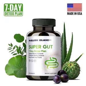 Mellish Island Super Gut 7-Day Detox Plan - Advanced Formula with Senna & Lotus Leaf Extract, 6 Billion Probiotics, 30 Capsules for Digestive Health