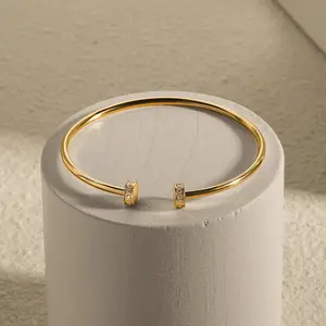 Shiny Button Bangle NSB1658ST - Surgical Steel Cuff Bracelet with Hypoallergenic Material, Adjustable Fit, and Polished Accessories Included