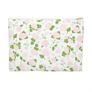 Pink Green Floral Makeup Pouch, Pink Hydrangea Toiletry Bag Grandmillennial, Gifts for Girls, Preppy Flower Pencil Case, Girly Zipper Pouch
