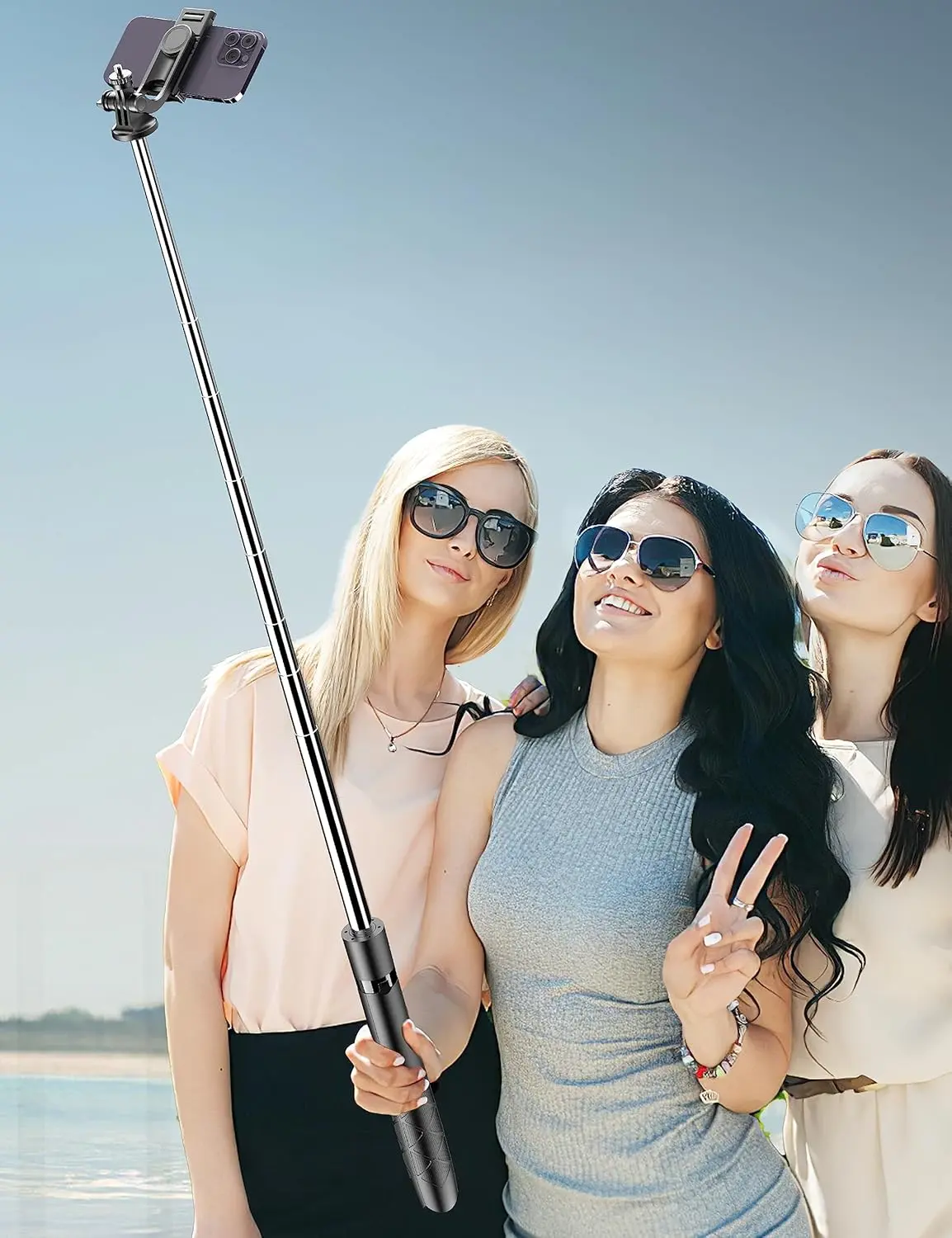 71" Phone Tripod & Selfie Stick, All in One Extendable Cell Phone Tripod with Wireless Remote, Tripods Stand for iPhone & Travel Selfie Stick 360° Rotation Compatible with iPhone Android, Camera