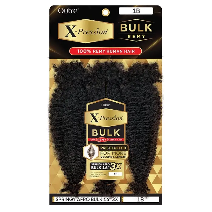 Outre X-Pression 100% Remy Human Hair Pre-Fluffed Braids - 3X SPRING AFRO BULK 16"