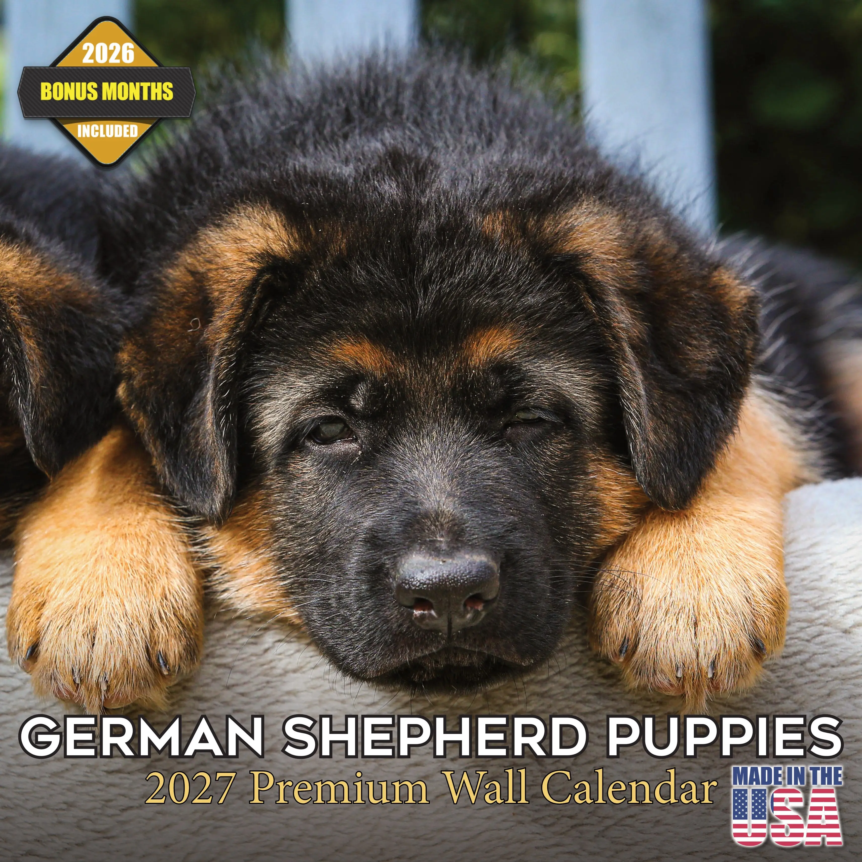 German Shepherd Puppies Wall Calendar 2027 - 12" x 12" Monthly Heartwarming GSD Puppy & Fluffy Shepherd Cub Calendar