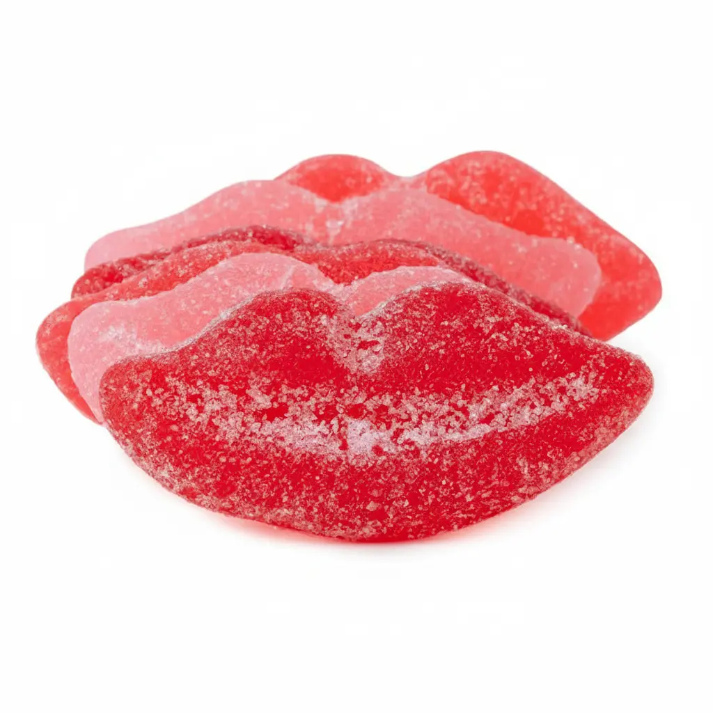 Lip Shaped Sour Gummies Chewy Fruit Candy Sugar Coated Soft Snack Bag