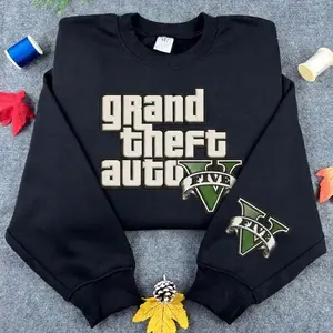 G.T.Auto V Embroidered Sweatshirt, Game 2026 Embroidered, Custom College Sweatshirt, Gift For fan