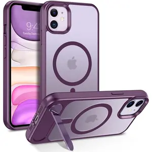 iPhone 11 Case with Stand, Magnetic Foldable, Translucent Matte Back, Shockproof Protection, Magnetic Kickstand, Casing for iPhone 11 6.1"