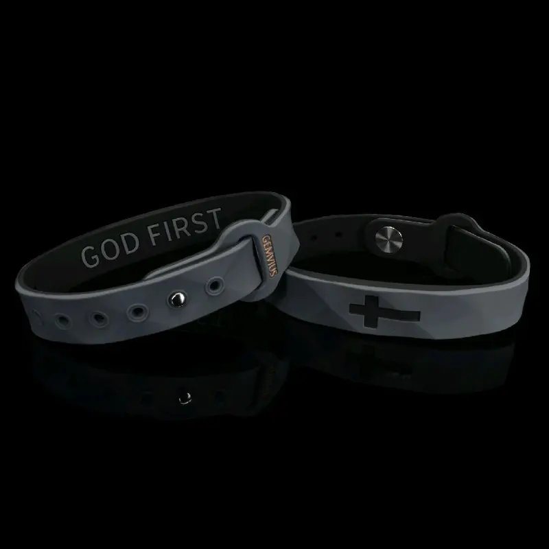 Gemvius God First Faith Bracelet - Waterproof - Adjustable - Activewear - Cross Jewelry