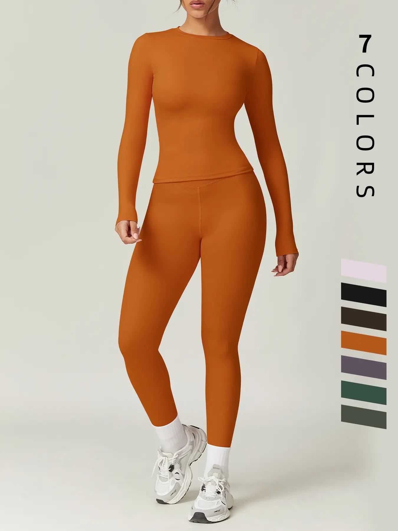Women's Slim-Fit Long Sleeve Pants Set, Stretchy Casual Top, Soft Comfortable Fabric, Perfect for Spring & Autumn Daily Wear