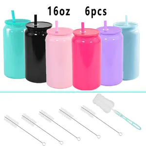 6-Pack 16oz Single Wall Colorful Plastic Cups with Lids & Straws - Reusable Cold Drink Tumblers with Complete Cleaning Kit | Easter Picnic Essentials, Spring Party Favors & Everyday Hydration (Assorted Colors) Bottle Drinkware Water Bottles Water Bottles