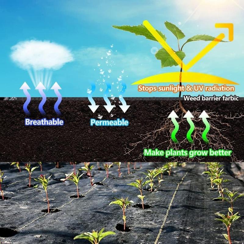 4FT x 100FT Weed Barrier Landscape Fabric, 3.2oz Premium Heavy Duty Garden Cloth, Ground Cover for Gardening, Farming with 30 U-Shaped Securing Pegs