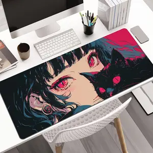 1pc Large Anime Style Mouse Pad-Non-Slip Washable Desktop Mat, with Overlock Design, Office and Game Use, Durable Gift for Boyfriend/Girlfriend, Mouse Pad Suitable for Desktop