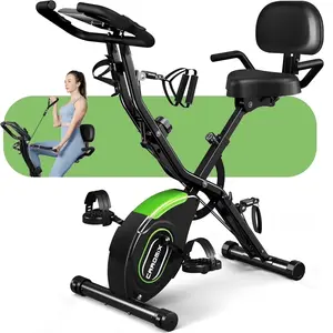 ALLVIATE Foldable Stationary Exercise Bike,5 in 1 Magnetic Upright Bike with 16 Levels of Resistance for Home Indoor Cardio Workout,Low Noise,Office Exercise Equipment with 330LB Capacity
