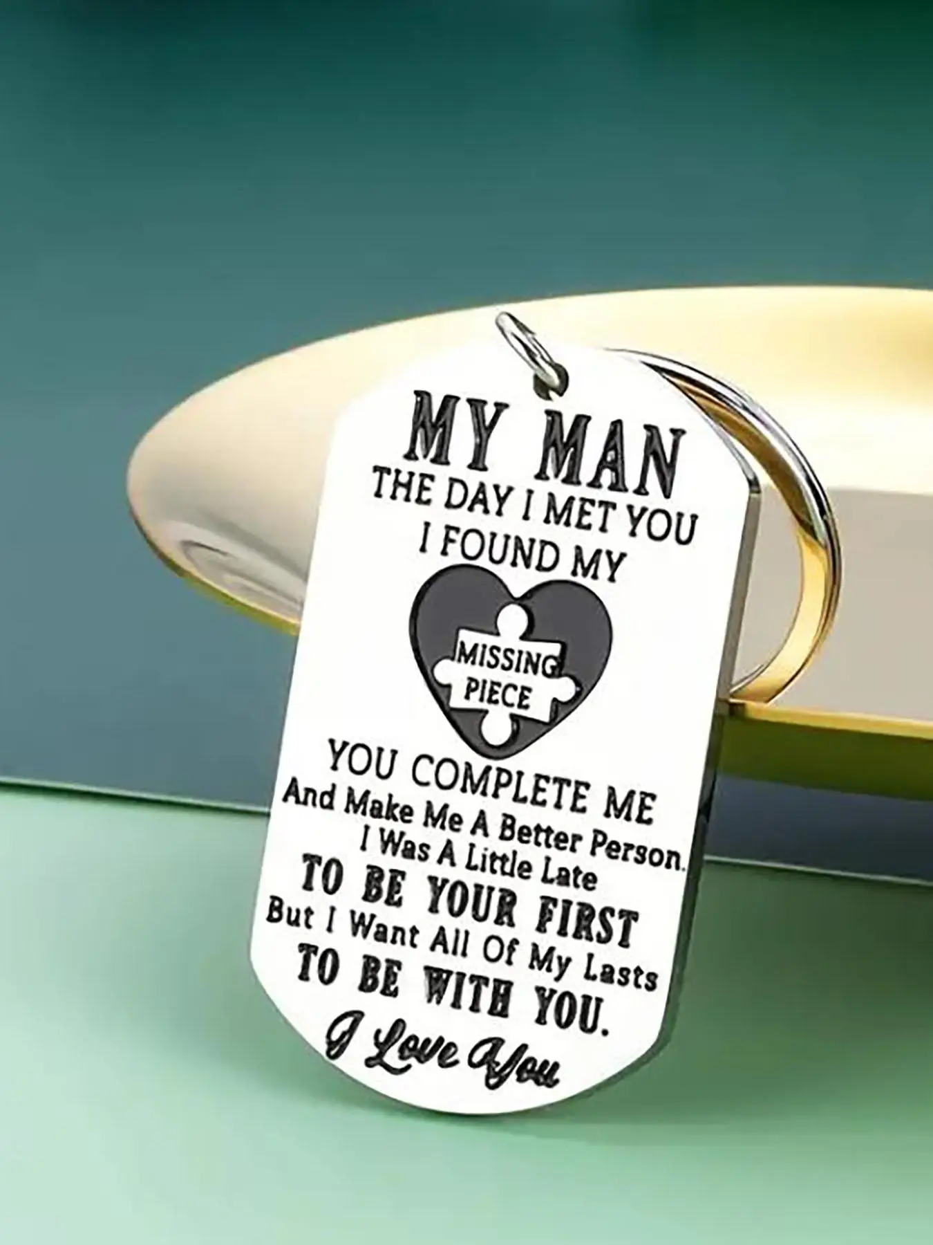 Fashion Letter Pattern Slogan Metal Keychain, Stainless Steel Keychain for Men & Women, Personalized Car Bag Keychain Gift for Girlfriend