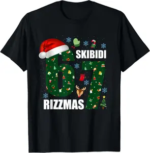 100% Cotton Rizz Christmas 67 Funny Xmas Skibidi Rizzmas 67 T-Shirt