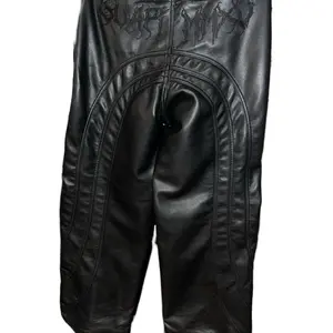 Guapi Black Leather Boot Cut Pants with Distinctive Back Design