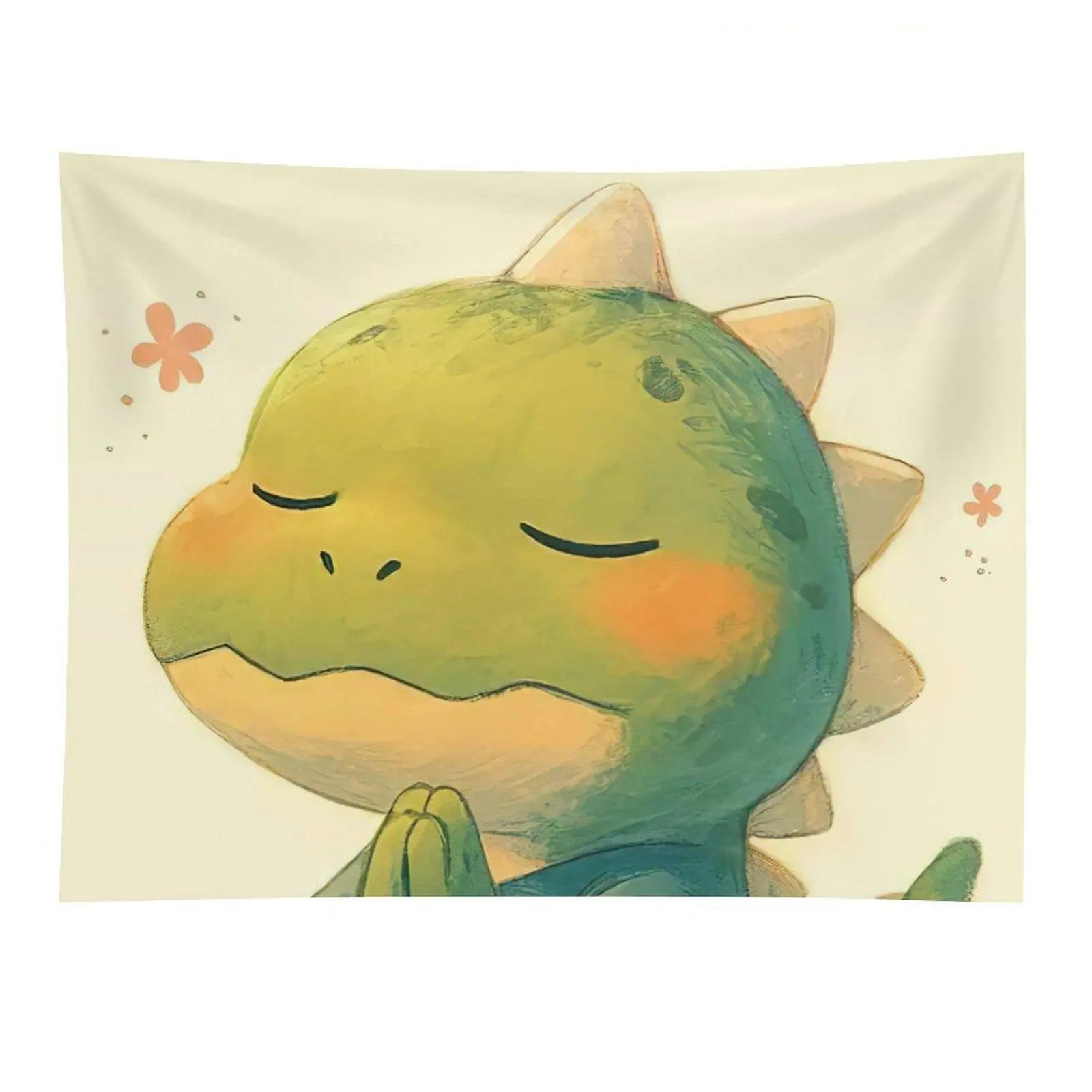 Sleeping Baby Dinosaur Tapestry Cute Watercolor Dino Wall Hanging Decor