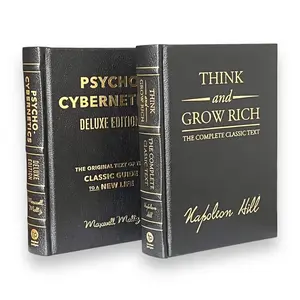 2-Book Set: THINK And GROW Rich Napoleon Hill & PSYCHO-Cybernetics Maxwell Maltz - Collectible Leather Bound Hardcover