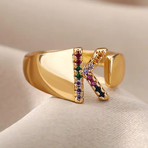 Fashion Alphabet Design Cuff Ring, Punk Style Letter Pattern Open Cuff Ring For Women & Men, Fashion Jewelry Accessories For Party, Daily Clothing Decor, Fashion Statement Jewelry