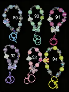 Wholesale Creative Cute Soft Resin Backpack Pendant Car Keyring Beads Kawaii Cartoon Bow Beaded Bracelet Keychains for Backpacks Car Keys and Accessories