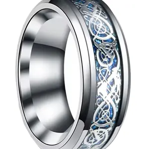 Sterling Silver 925 Men Wedding Ring with Decorative Band and Smooth Finish