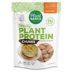 Plant Basics - Hearty Plant Protein - Unflavored Chunks - Textured Vegetable Protein, Gluten Free, Non-GMO, Kosher, 100% Plant-Based, Vegan, Meat Alternative, Made from Soy